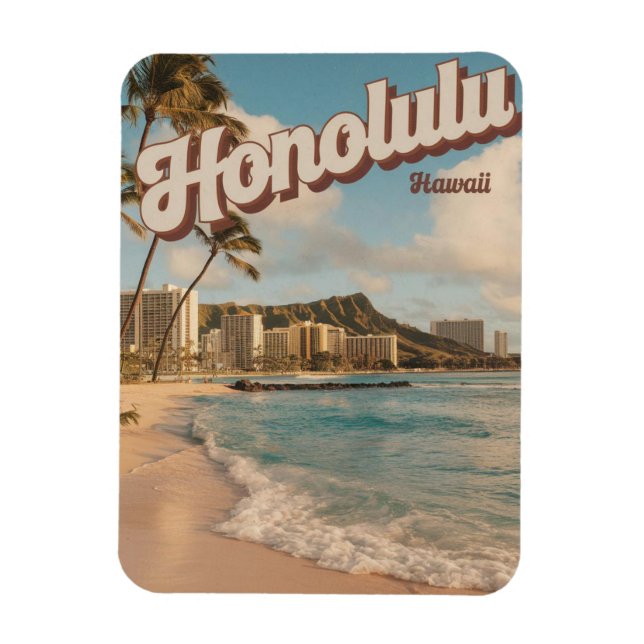 Íman Presentes de viagem da praia tropical de Honululu, (Vertical)