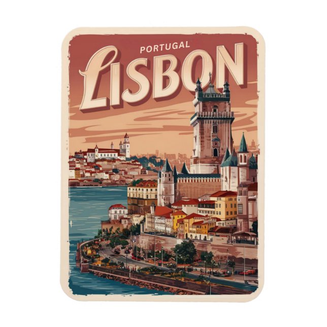 Íman Presentes de viagem de Lisboa Portugal castelo de  (Vertical)