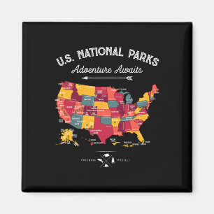 Íman Presentes do Mapa dos 62 Parques Nacionais Us Park