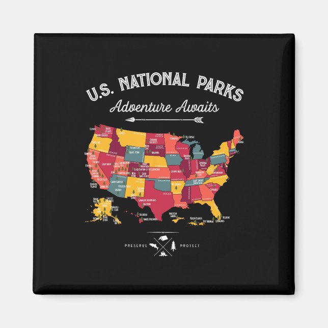 Íman Presentes do Mapa dos 62 Parques Nacionais Us Park (Frente)