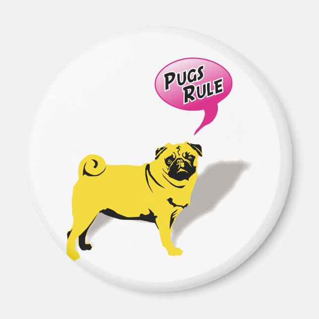 Íman Presentes dos Pug Divertidos Regem (Frente)