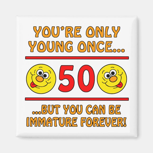 Íman Presentes imaturos de 50º aniversário (Frente)