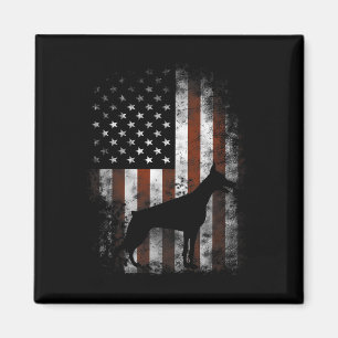 Íman Presentes Patrióticos Doberman Pinscher Bandeira A