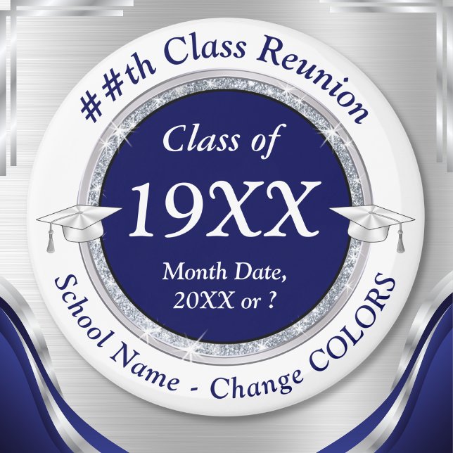 Íman Presentes Personalizados e Baratos para Reunião de (1976, Navy Blue and White, Inexpensive class reunion gifts. Class reunion magnets BULK or buy one.)