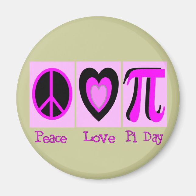 Íman Presentes Pi Day PINK do Peace Love (Frente)