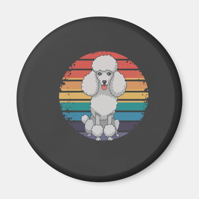 Íman Presentes Retro de Cão Amante de Poodle para Homen (Frente)