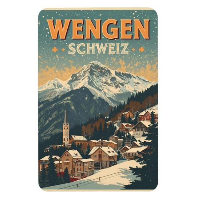 Íman Presentes WENGEN esqui Suíça Alpes Suíços (Vertical)