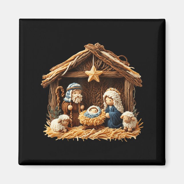 Íman Presépio Falso Crochê Jesus Natal R (Frente)
