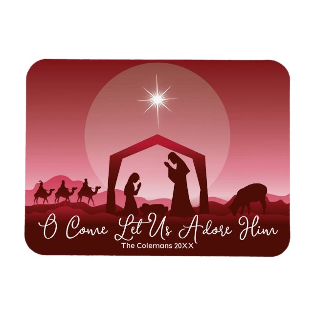 Íman Presépio Venha Adoremos-Nos a Ele Natal (Horizontal)