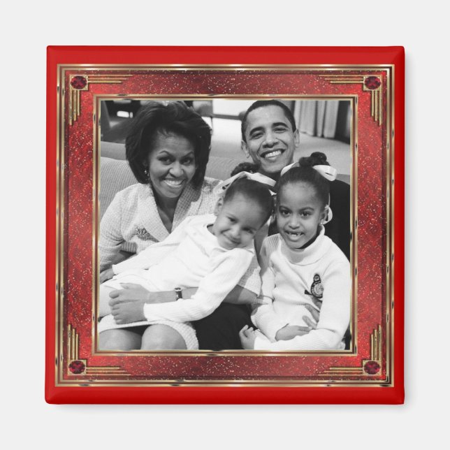 Íman Presidente Obama 1rua Família Keepsakes Magnet (Frente)