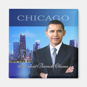 Íman Presidente Obama Chicago Skyline Magnet