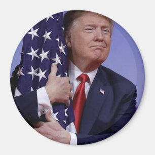 Íman Presidente Trump abraçando a bandeira americana