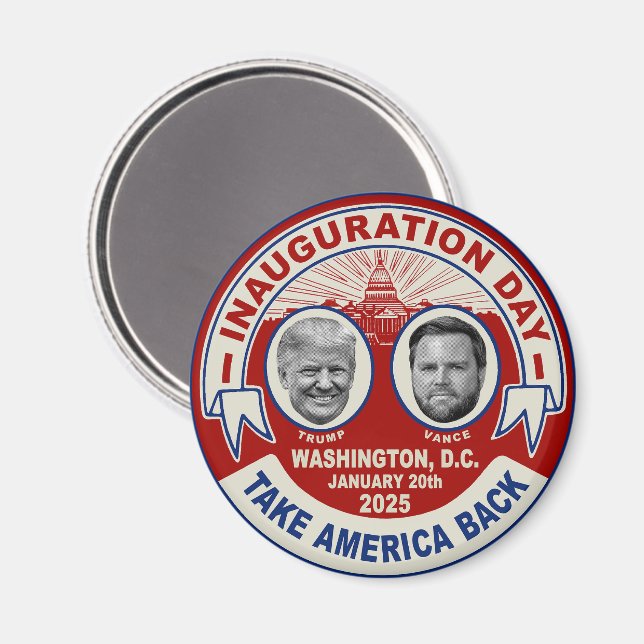 Íman Presidente Trump JD Vance Dia da Inauguração Souve (Front/Back)