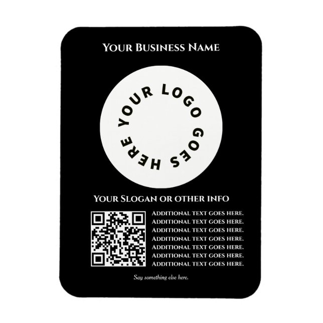 Íman Preto com código QR adicione seu próprio texto e l (Vertical)