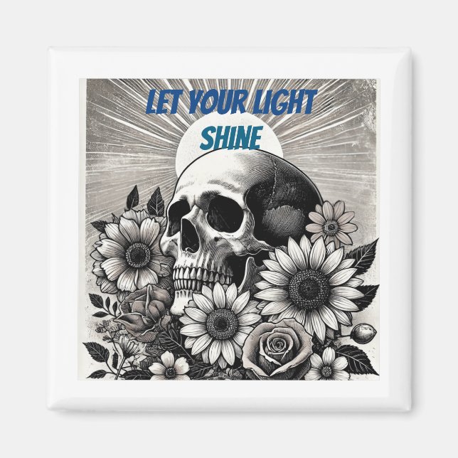 Íman Preto e branco Deixe sua luz brilhar (Frente)