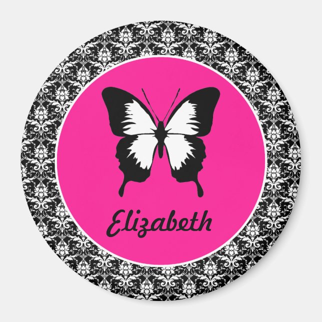 Íman Preto e branco e rosa com asas (Frente)