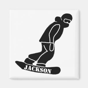 Íman Preto Freeride Snowboarder Snowboard Stencil