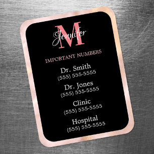Íman Preto Rosa e Branco Números Importantes Monogramad