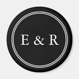 Íman Preto Sólido com Detalhe de Casamento Branco