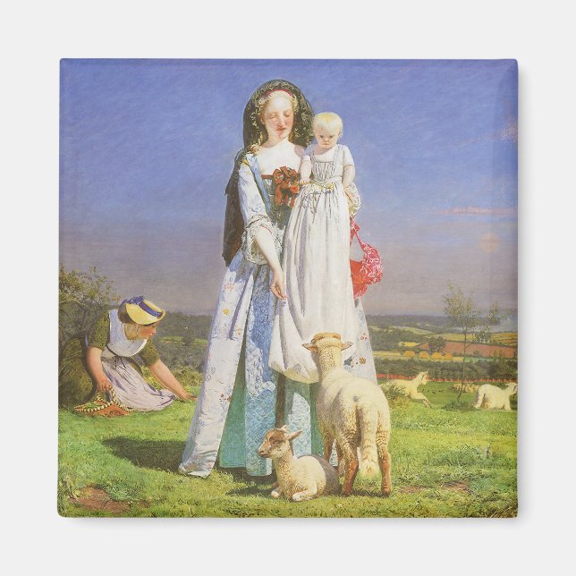 Íman Pretty Baa Lambs de Ford Madox Brown (Frente)