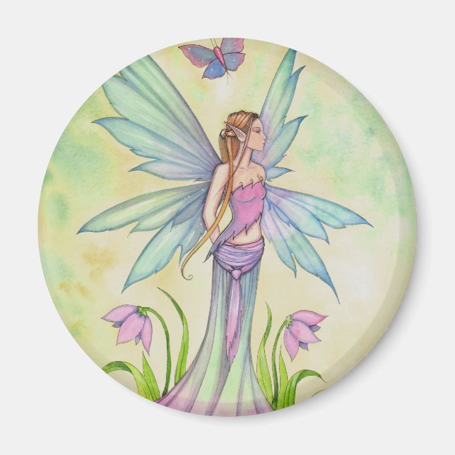 Íman Primavera Butterfly Fairy Fantasy Art (Frente)
