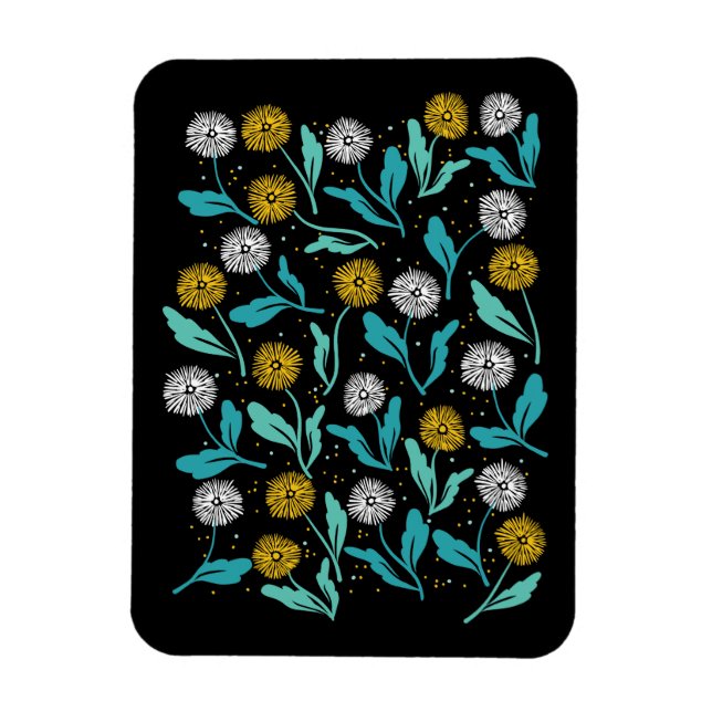 Íman Primavera Dandelion Flores e Folhas Design (Vertical)