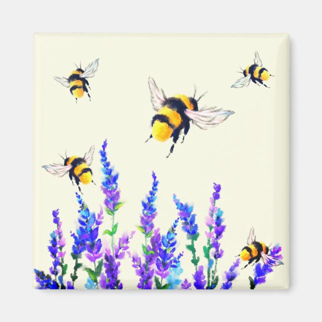 Íman Primavera de anã de flores e abelhas (Frente)