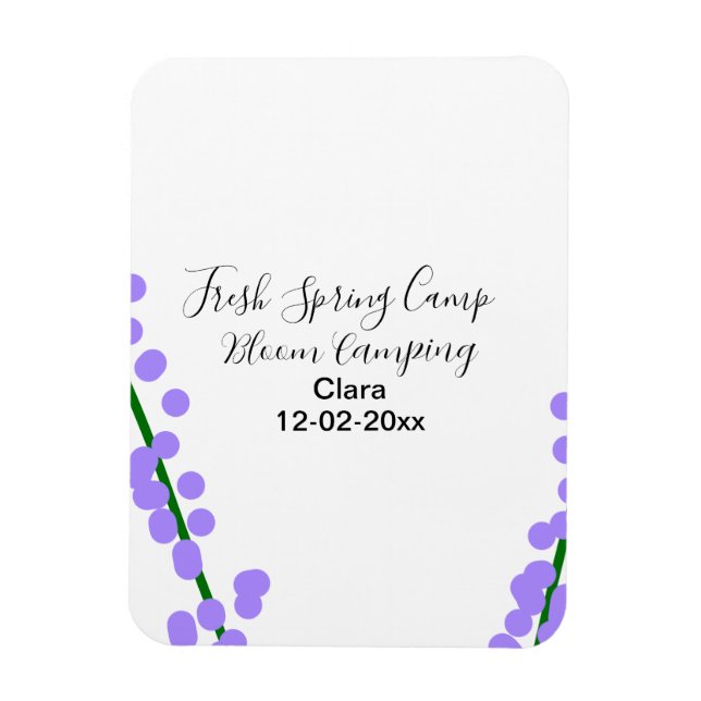 Íman Primavera fresca camping lavanda flores nome data  (Vertical)