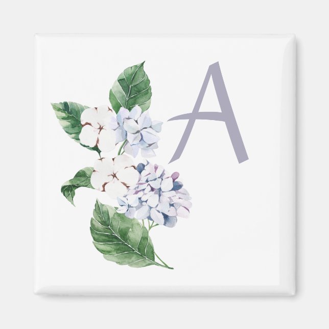 Íman Primavera HYRDANGEA com letra personalizável (Frente)