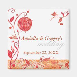 Íman Primavera Love Birds Cage Wedds Save the Date