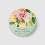 Íman Primavera Meadow Floral Chá de panela Magnet<br><div class="desc">Belo design de chá de panela floral com um buquê lindo de pessegueiros,  cor-de-rosa,  amarelas e brancas,  sobre fundo verde. Sacudir nosso design para ver uma floral coordenada de volta para um toque especial extra.</div>