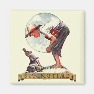 Íman Primavera, menino 1935 com coelho