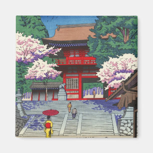 Íman Primavera no Templo Kurama Asano Takeji shin hanga