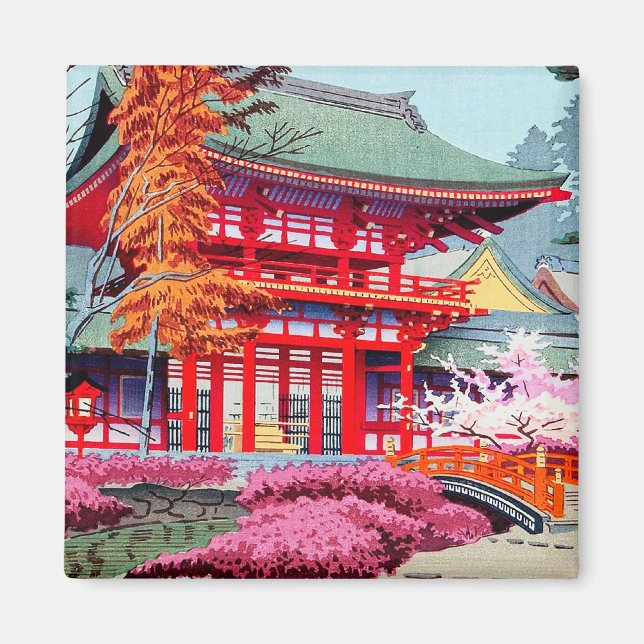 Íman Primavera templo vermelho japonês Asano Takeji (Frente)