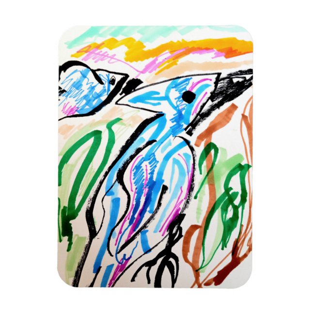 Íman Primavera voadora de jays azuis (Vertical)