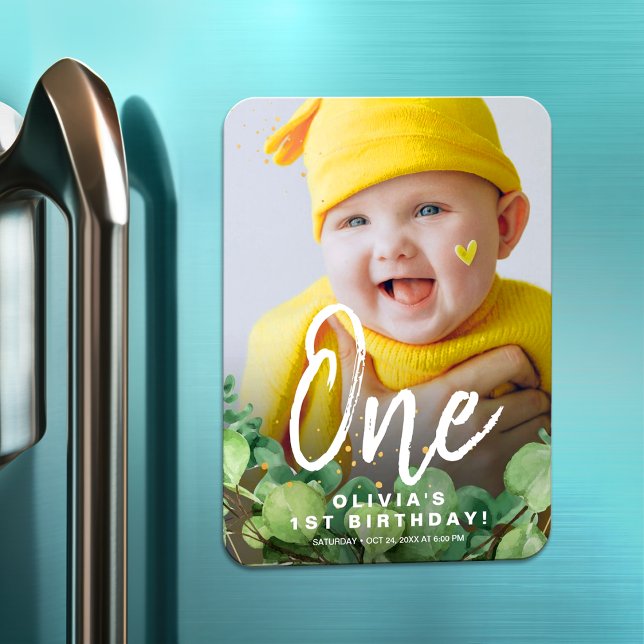 Íman Primeira 1 Foto clássica de aniversário rústico el (Criador carregado)