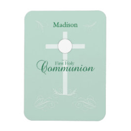 Íman Primeira Comunhão Sagrada, Script em Verde Suave