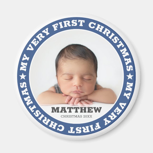 Íman Primeira Maneira de Foto Personalizada do Bebê Mod (Frente)