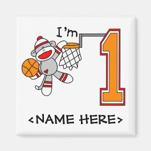 Íman Primeiro aniversario de Hoops do Macaco Sock