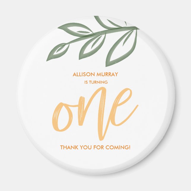 Íman Primeiro Aniversário Folhas de Pintura de Porte (Frente)