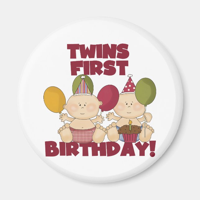 Íman Primeiro aniversario gêmeos - Camisetas e presente (Frente)