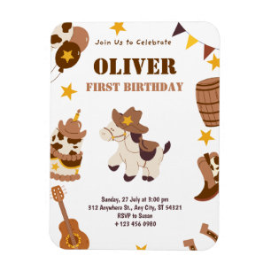 Íman Primeiro Aniversário Rodeo Boy 1ruas Convites Flex