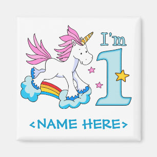 Íman Primeiro aniversario Unicorn Rainbow