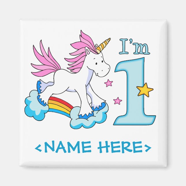 Íman Primeiro aniversario Unicorn Rainbow (Frente)