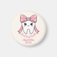 Primeiro Dente de Bebê Laço Rosa Kawaii Milestone