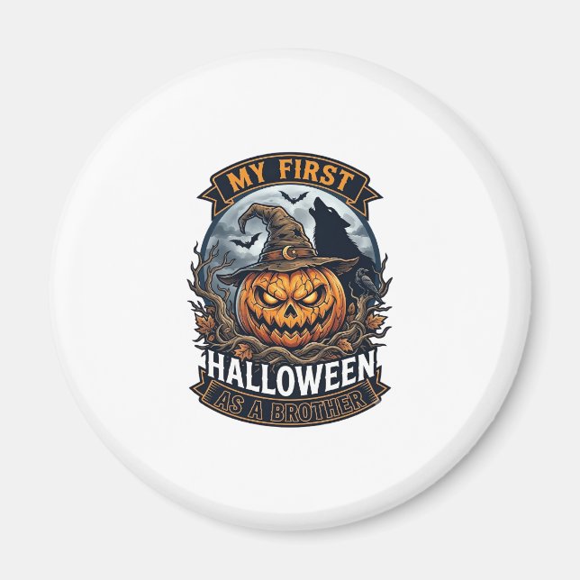 Íman Primeiro Halloween como Irmão Pumpkin Wolf Moon_1 (Frente)