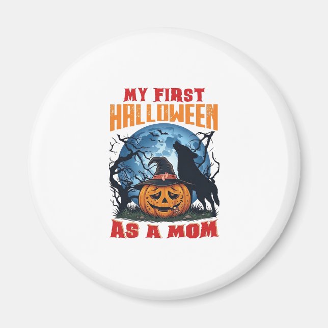 Íman Primeiro Halloween Como Mãe Abóbora Lobo Lua_1 (Frente)