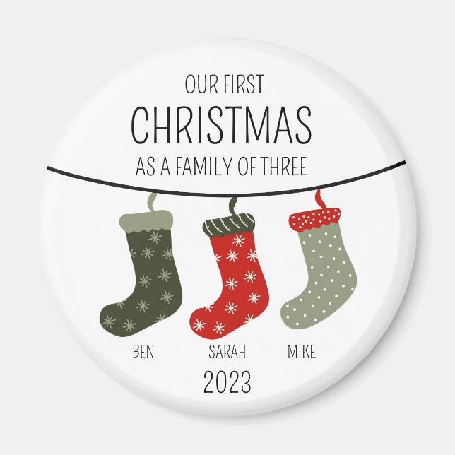 Íman Primeiro Natal como família de três (Frente)