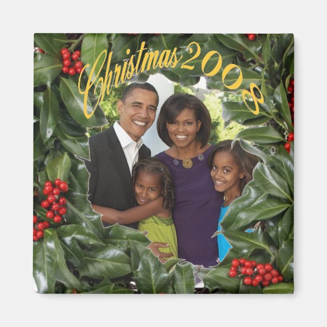 Íman Primeiro Natal da Família do Presidente Obama 2008 (Frente)