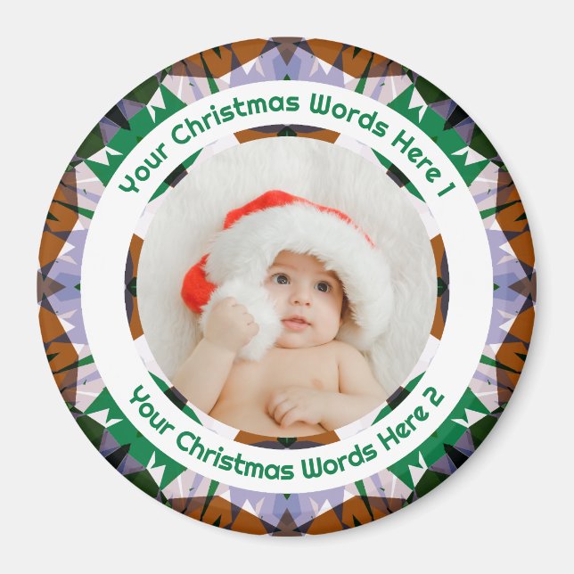 Íman Primeiro Natal do Bebê Presente de Foto da Família (Frente)